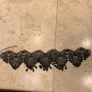 Lace  chocker necklace with black stones